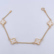 Pulso Trebol Espiga 3.8gr / 18.3cm / 1.4mm Electroestatico Blanco Oro Amarillo 18K &