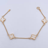 Pulso Trebol Espiga 3.35gr / 18.3cm / 1.4mm Electroestatico Blanco Oro Amarillo 18K &