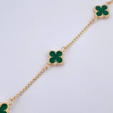 Pulso Trebol Espiga 3.1gr / 18.5cm / 1.4mm Electroestatico Verde Oro Amarillo 18K &