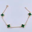 Pulso Trebol Espiga 3.1gr / 18.5cm / 1.4mm Electroestatico Verde Oro Amarillo 18K &