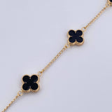 Pulso Trebol Espiga 4.15gr / 18.4cm / 1.5mm Electroestatico Negro Oro Amarillo 18K &