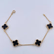 Pulso Trebol Espiga 4.15gr / 18.4cm / 1.5mm Electroestatico Negro Oro Amarillo 18K &