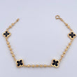 Bracelet Military Trebol 4.6gr / 18.7cm / 3mm Beads Diamond Cut Electrostatic Black Yellow Gold 18K &
