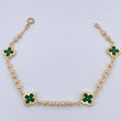 Pulso Trebol Militar 4.5gr / 19cm / 3mm Bolas Diamantadas Electroestatico Verde Oro Amarillo 18K &