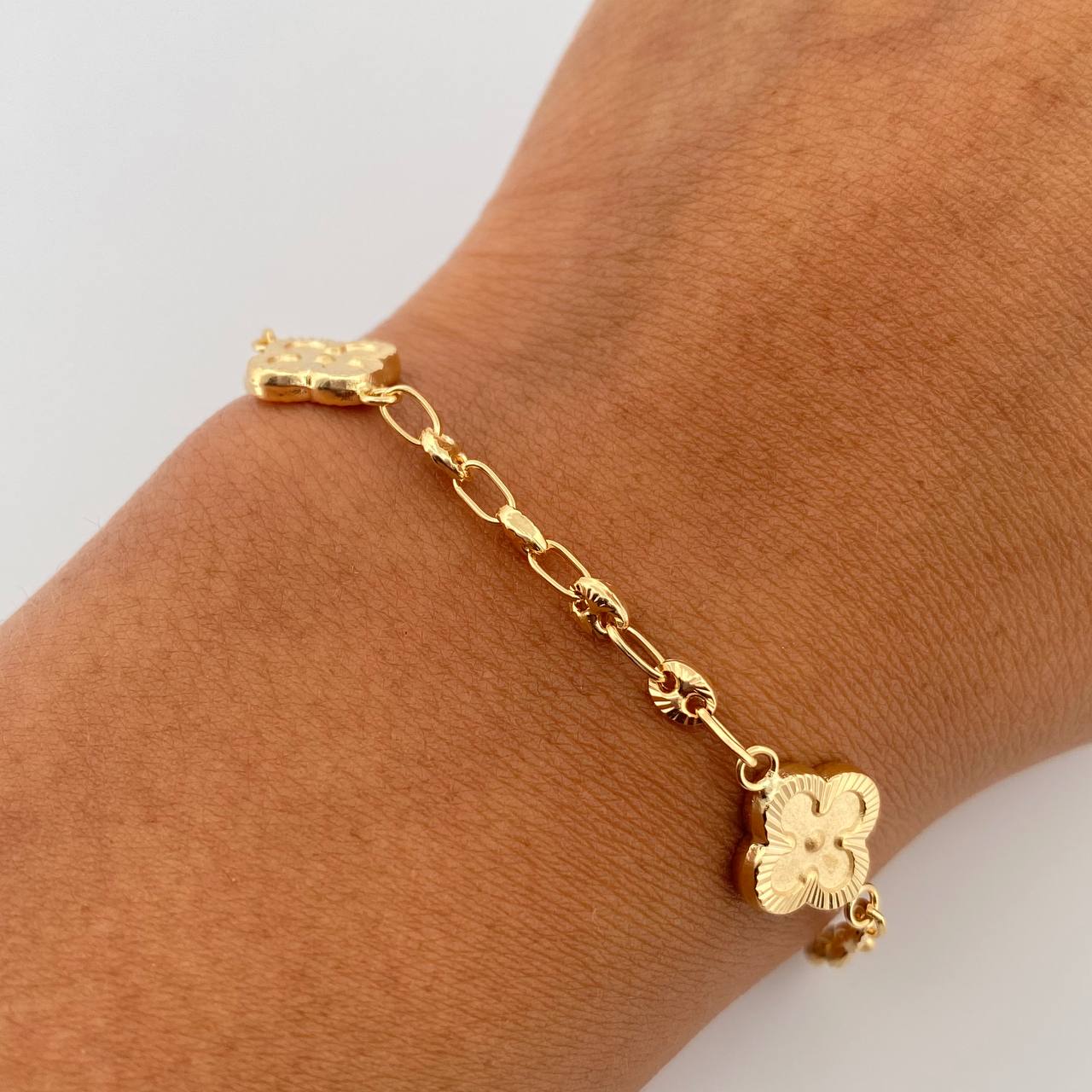 Bracelet GC Trebol 4.3gr / 19cm / 3mm Diamond Cut Yellow Gold 18K &