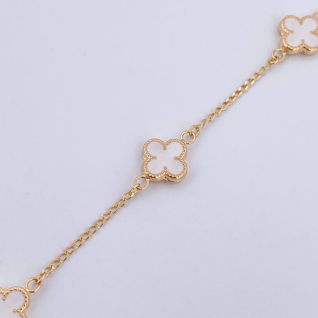 Bracelet Clover Spike 3.35gr / 18.6cm / 1.5mm Electrostatic White Yellow Gold 18K &