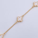 Pulso Trebol Espiga 3.1gr / 18.5cm / 1.4mm Electroestatico Blanco Oro Amarillo 18K &