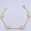 Pulso Trebol Espiga 3.1gr / 18.5cm / 1.4mm Electroestatico Blanco Oro Amarillo 18K &