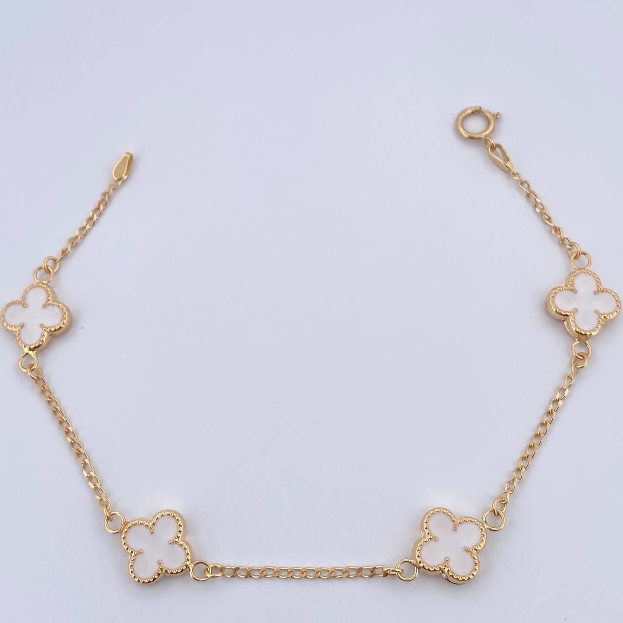 Bracelet Clover Spike 3.35gr / 18.6cm / 1.5mm Electrostatic White Yellow Gold 18K &