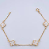 Bracelet Clover Spike 3.35gr / 18.6cm / 1.5mm Electrostatic White Yellow Gold 18K &