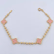 Bracelet Military Clover 4.15gr / 18.5cm / 3mm Beads Diamond Cut Electrostatic Pink Yellow Gold 18K &