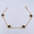 Bracelet Clover Spike 3.2gr / 18.5cm / 1.4mm Diamond Cut Electrostatic Black Yellow Gold 18K &