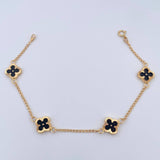 Bracelet Clover Spike 3.2gr / 18.5cm / 1.4mm Diamond Cut Electrostatic Black Yellow Gold 18K &