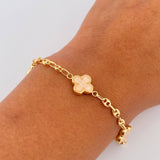 Pulso GC Trebol 3.9gr / 18cm / 3mm Diamantado Electroestatico Beige Oro Amarillo 18K &
