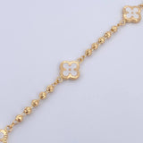 Pulso Trebol Militar 4.8gr / 19cm / 3mm Bolas Diamantadas Electroestatico Blanco Oro Amarillo 18K &