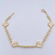 Pulso Trebol Militar 4.55gr / 18.7cm / 3mm Bolas Diamantadas Electroestatico Blanco Oro Amarillo 18K &