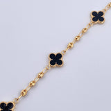 Pulso GC Trebol 4.15gr / 18.2cm / 2.9mm Diamantado Electroestatico Negro Oro Amarillo 18K &