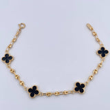 Pulso GC Trebol 4.15gr / 18.2cm / 2.9mm Diamantado Electroestatico Negro Oro Amarillo 18K &