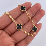 Pulso GC Trebol 4.15gr / 18.2cm / 2.9mm Diamantado Electroestatico Negro Oro Amarillo 18K &