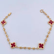 Pulso GC Trebol 4.6gr / 19cm / 3.1mm Diamantado Electroestatico Rojo Oro Amarillo 18K &