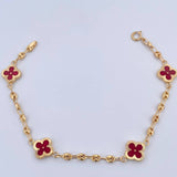 Pulso GC Trebol 4.6gr / 19cm / 3.1mm Diamantado Electroestatico Rojo Oro Amarillo 18K &