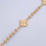 Pulso Trebol Militar 4.6gr / 19cm / 3mm Bolas Diamantadas Oro Amarillo 18K &