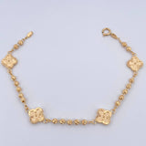 Bracelet Military Clover 4.65gr / 19cm / 3mm Beads Diamond Cut Yellow Gold 18K &