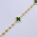 Pulso GC Trebol 4.45gr / 19cm / 3.1mm Diamantado Electroestatico Verde Oro Amarillo 18K &