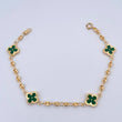 Pulso GC Trebol 4.45gr / 19cm / 3.1mm Diamantado Electroestatico Verde Oro Amarillo 18K &