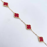 Pulso Trebol VCyA Aro Seguido 7.6gr / 20cm / 1.8mm Agatha Rojo Oro Amarillo  18K &