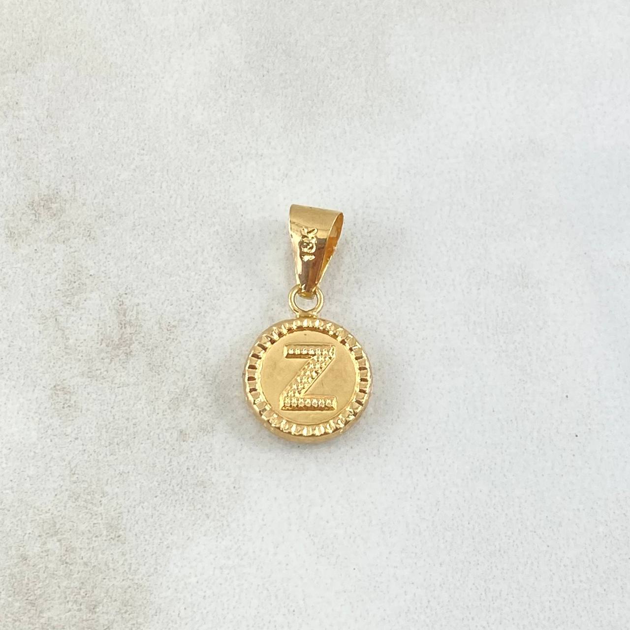 Pendant Letter Z 0.6gr / 2cm / Yellow Gold 18K Bordered Circle