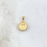 Pendant Letter T Mate 0.55gr / 1.5cm / Yellow Gold 18K Bordered Charger Circle