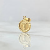 Pendant Letter T Mate 0.55gr / 1.5cm / Yellow Gold 18K Bordered Charger Circle