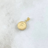 Pendant Letter F Matte 0.55gr / 1.5cm / Yellow Gold 18K Bordered Charger Circle