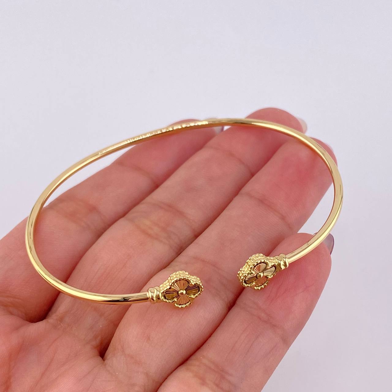 Pulso Aro Trebol Diamantado 3.6 g / 6 3/4 in / 1.8 mm Oro Amarillo 18K