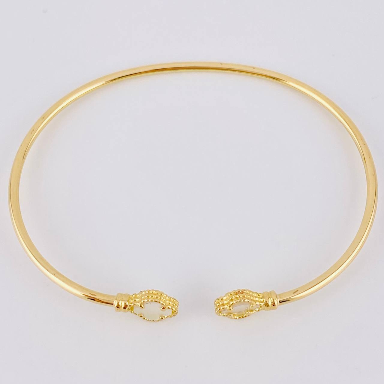 Pulso Aro Trebol Nacar Blanco 3.5 g / 7 1/4 in / 1.8 mm Oro Amarillo 18K