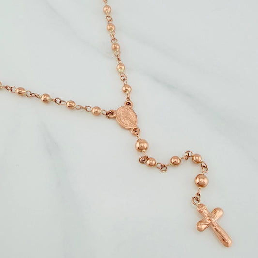 Rosario Virgen Milagrosa Cruz Cristo 6.05gr / 20 3/4 in / 3mm-4mm Oro Rosa 18K %