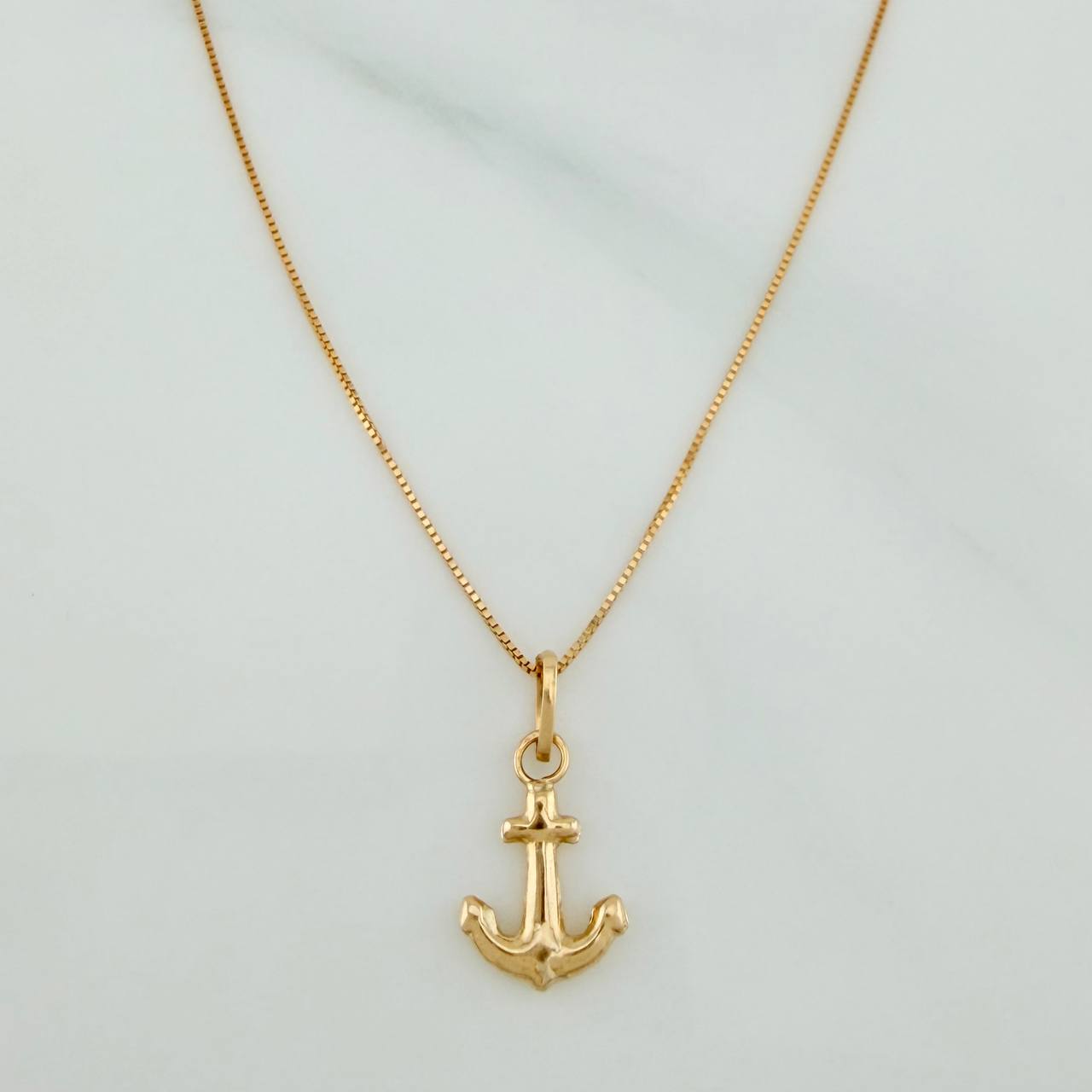 Set Cadena y Dije Veneciana+Ancla 1.15gr / 18 in / 0.34mm Oro Amarillo 18K $
