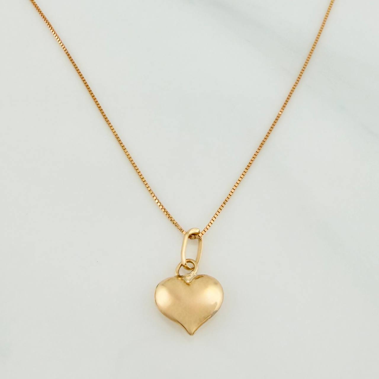 Set Cadena y Dije Veneciana+ Corazón 1.15gr / 17 3/4 in / 0.3mm Oro Amarillo 18K $