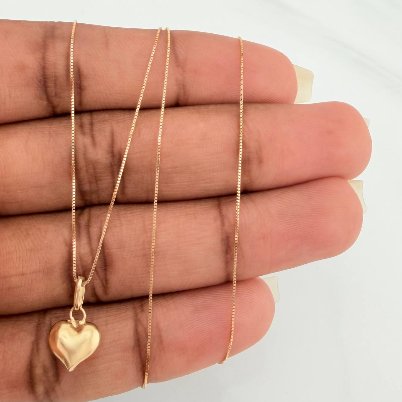 Set Cadena y Dije Veneciana+ Corazón 1.15gr / 17 3/4 in / 0.3mm Oro Amarillo 18K $