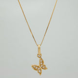 Set Cadena y Dije Veneciana+Mariposa 1.4gr / 17 3/4 in / 0.3mm Oro Amarillo 18K $