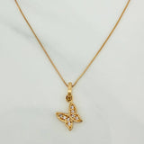 Set Cadena y Dije Veneciana+Mariposa 1.4gr / 17 3/4 in / 0.3mm Oro Amarillo 18K $