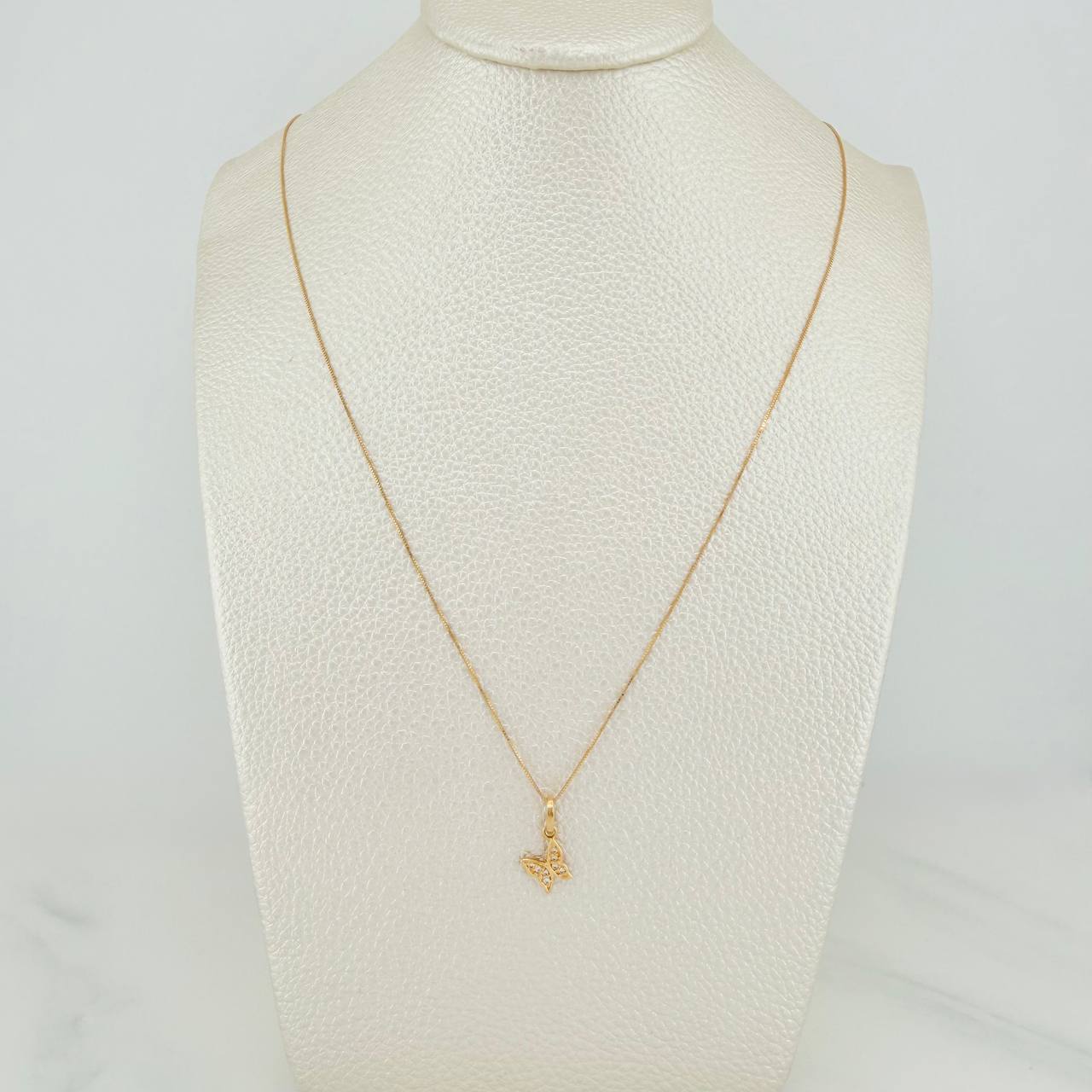 Set Cadena y Dije Veneciana+Mariposa 1.4gr / 17 3/4 in / 0.3mm Oro Amarillo 18K $
