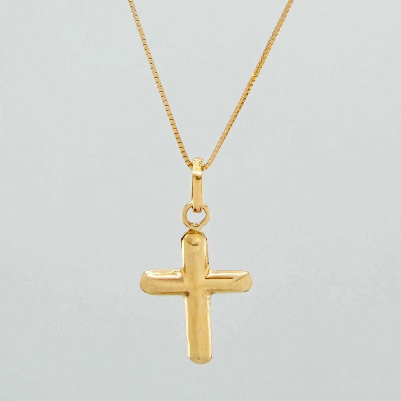 Set Cadena y Dije Veneciana+Cruz 1.35gr / 17 3/4 in / 0.35mm Oro Amarillo 18K $