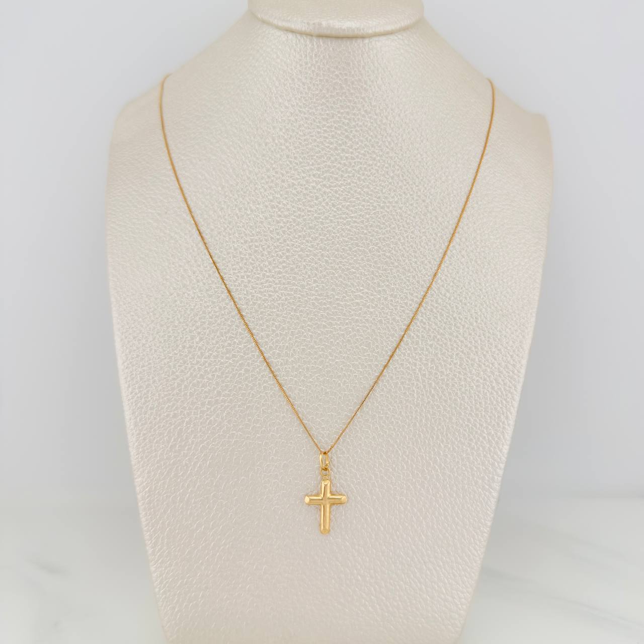 Set Cadena y Dije Veneciana+Cruz 1.35gr / 17 3/4 in / 0.35mm Oro Amarillo 18K $
