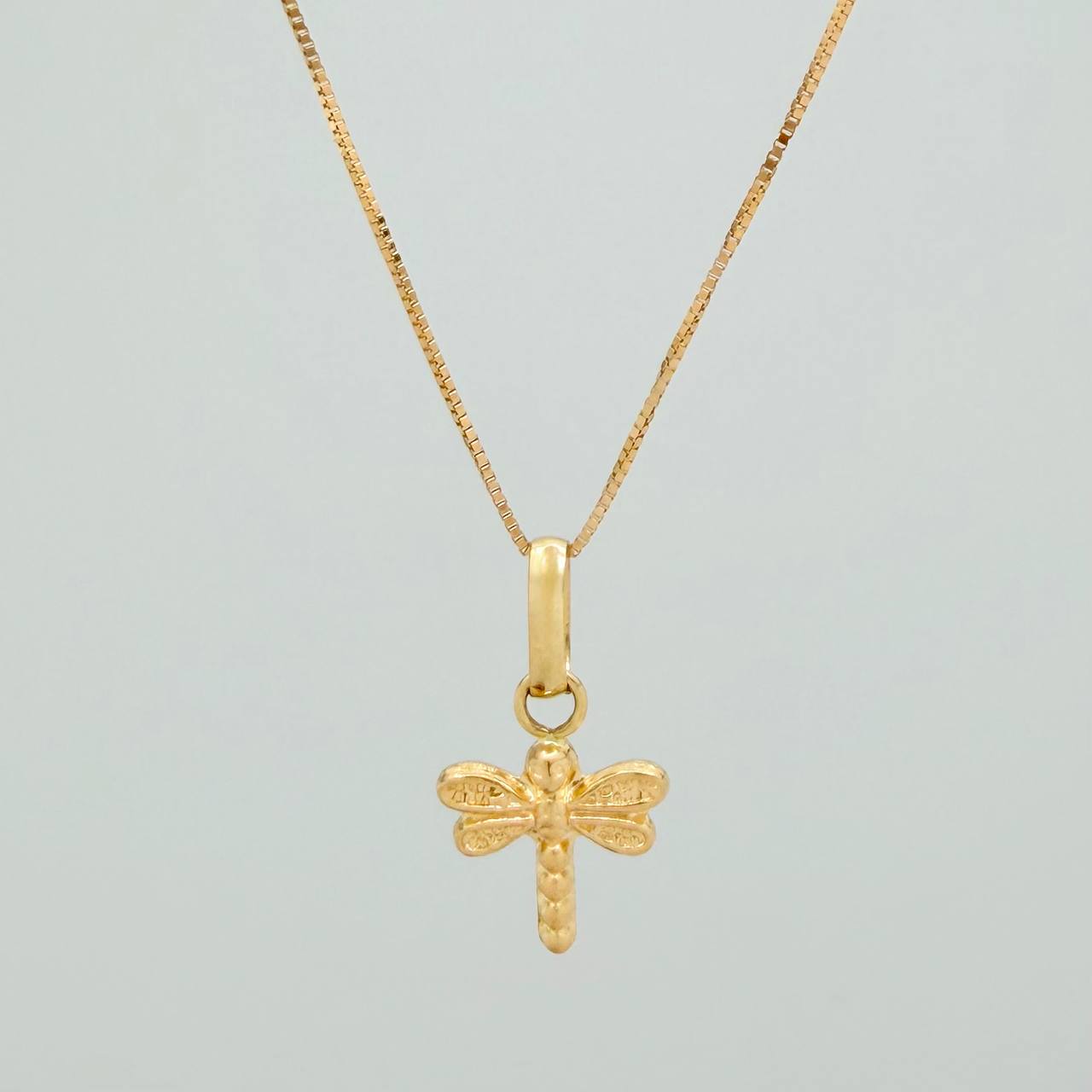 Set Cadena y Dije Veneciana+Libelula 1.25gr / 17 3/4 in / 0.3mm Oro Amarillo 18K $