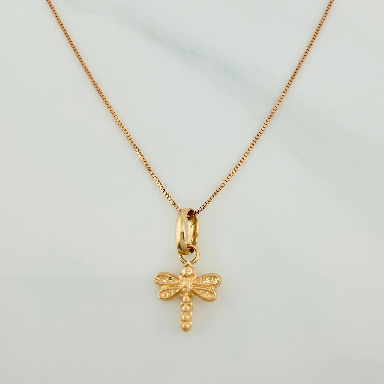 Set Cadena y Dije Veneciana+Libelula 1.25gr / 17 3/4 in / 0.3mm Oro Amarillo 18K $