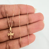 Set Cadena y Dije Veneciana+Libelula 1.25gr / 17 3/4 in / 0.3mm Oro Amarillo 18K $
