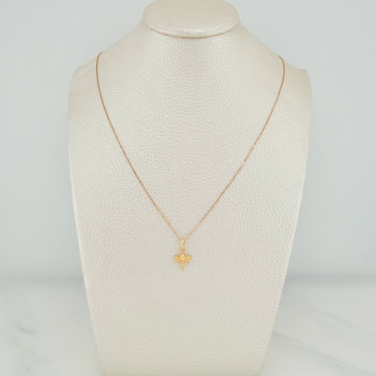 Set Cadena y Dije Veneciana+Libelula 1.25gr / 17 3/4 in / 0.3mm Oro Amarillo 18K $