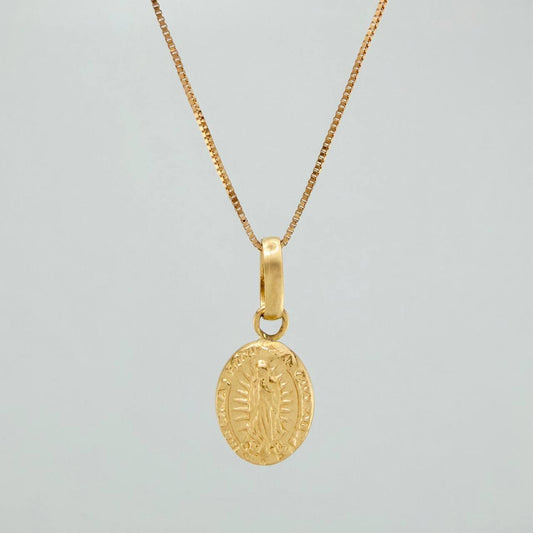 Set Cadena y Dije Veneciana+Virgen Guadalupe 1.25gr / 17 3/4 in / 0.3mm Oro Amarillo 18K $
